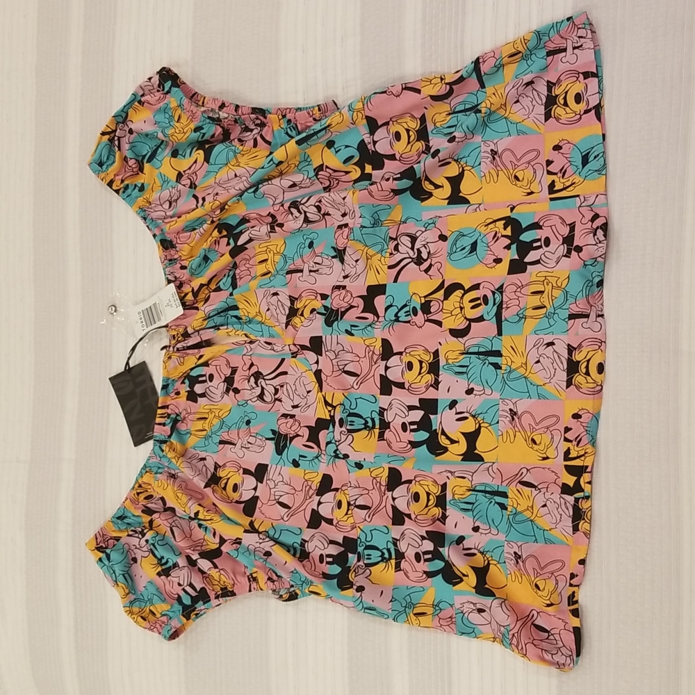 Torrid Mickey And Friends Retro Off Shoulder Short Sleeve Shirt Top, size 3